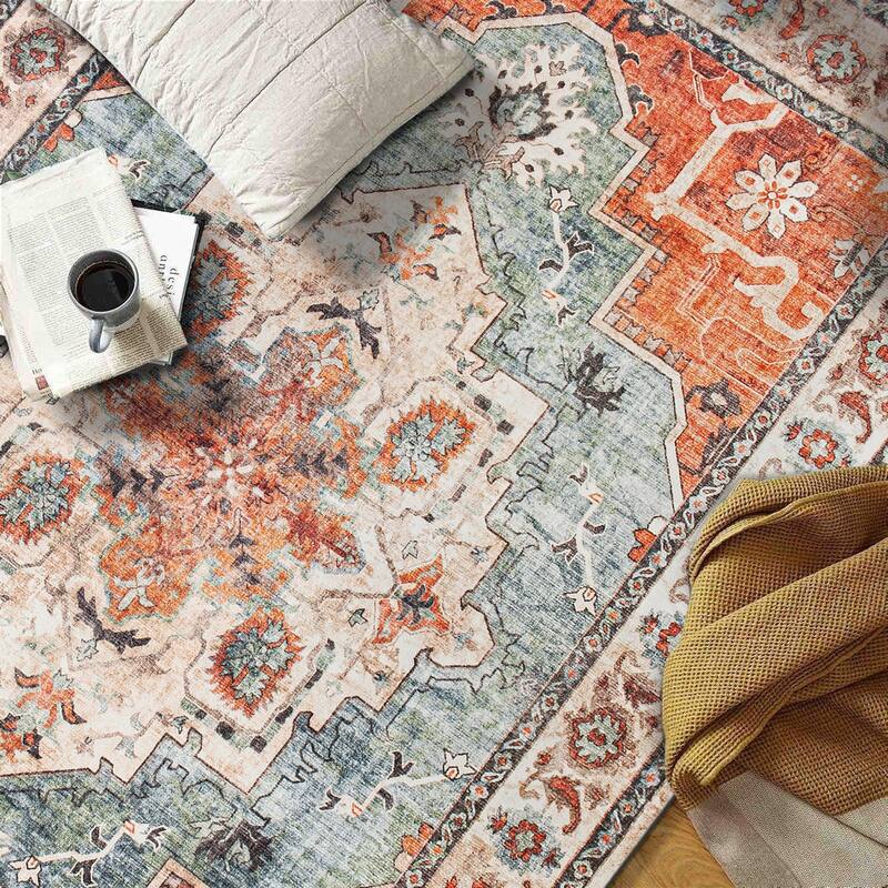 World Rug Gallery Transitional Medallion Washable Non Slip Area Rug