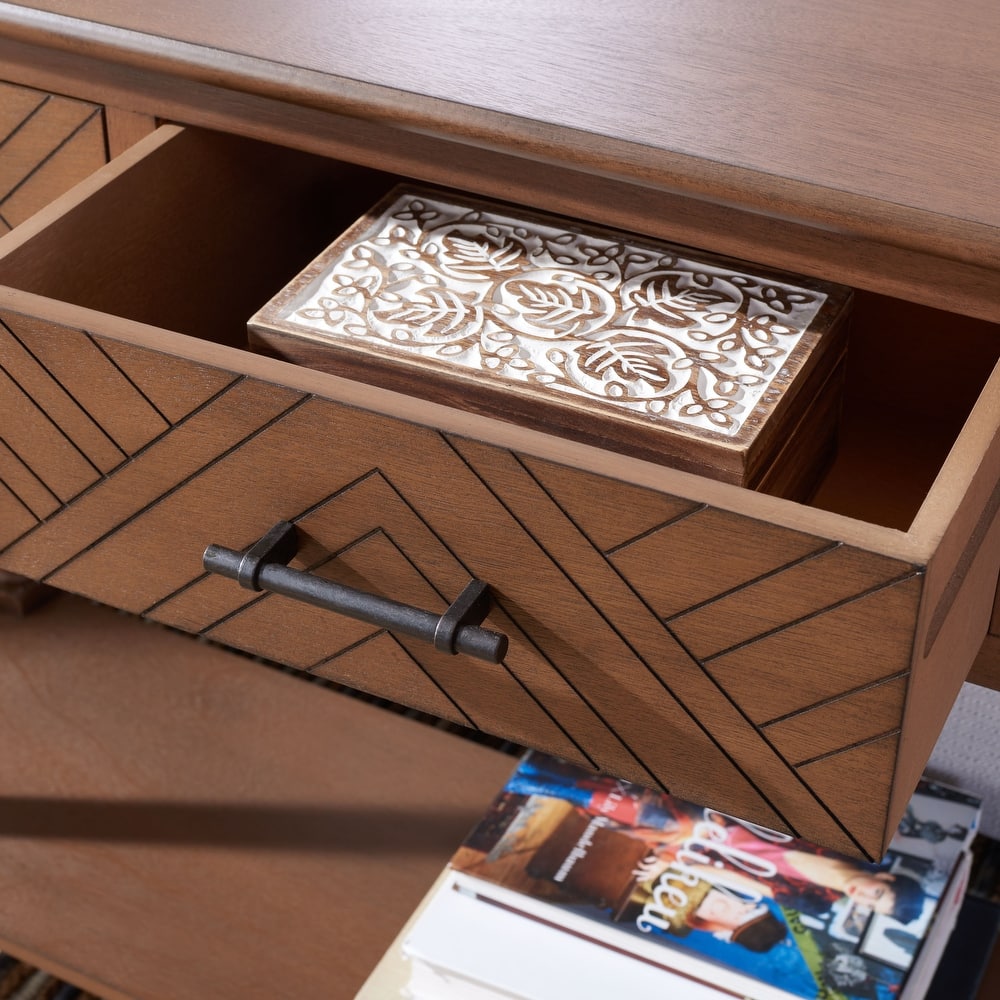 SAFAVIEH Jeanie 3-Drawer Bottom Shelf Console Table - 47.3" W x 13" L x 29.5" H - 47"W x 13"D x 30"H