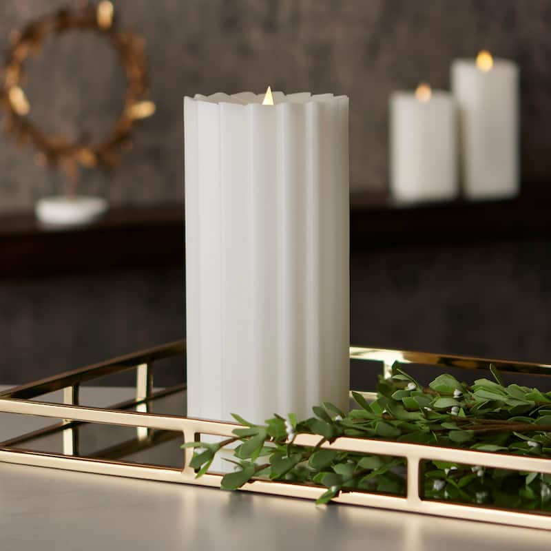 Sutton Fluted Motion Flameless Candle 5x9 White