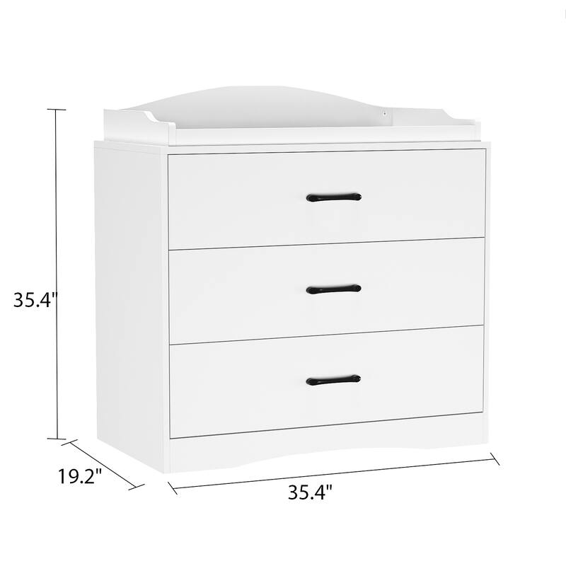 Kerrogee 3-Drawer Dresser with Changing Table - Grey/White/Black