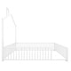 preview thumbnail 9 of 21, Full Size Platform Bed w/Guardrail and Chimney Design, Heavy Duty Metal House Shape Floor Bed Frame for Children, Boys and Girls