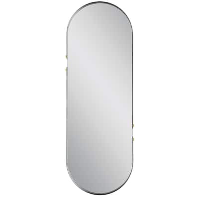 Matte Black Oval Mirror - 14.96"W x 43.31"H x 1.57"D