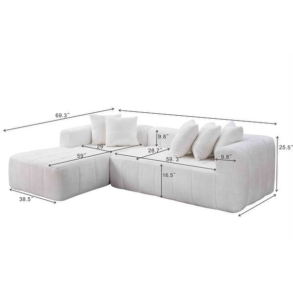 108'' Foam L-Shape Modular Cloud Sectional Sofa with Deep Seat and No ...