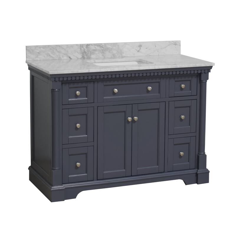 KitchenBathCollection Sydney 48" Bathroom Vanity with Carrara Marble Top
