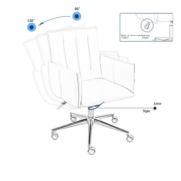 Velvet Fabric Home Office Chair Adjustable 360 Swivel Upholstered