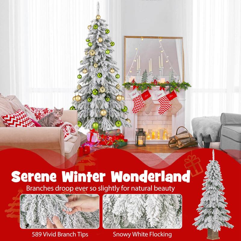 Costway 1 PCS 6 FT Artificial Xmas Tree Hinged Christmas Tree with 589 - 1 PCS