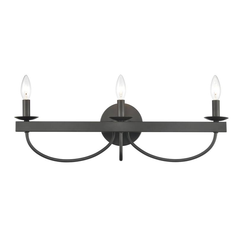 Elk Home Williamson Black Metal 3 Light Vanity Light - Black