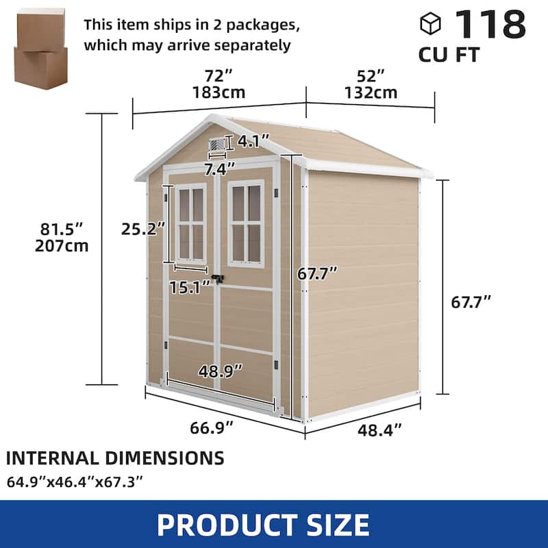 Moasis 6x4.4 Ft Resin Storage Shed