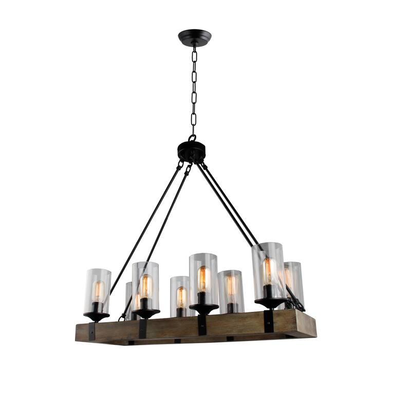 8 Light Candle Style Chandelier in Black Finish and Clear Glass - 26"H x 33"W x 13"D - Black Finish and Clear Glass - 26"H x 33"W x 13"D