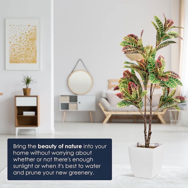 American Art Decor Artificial Faux Tree in White Tapered Ceramic Pot