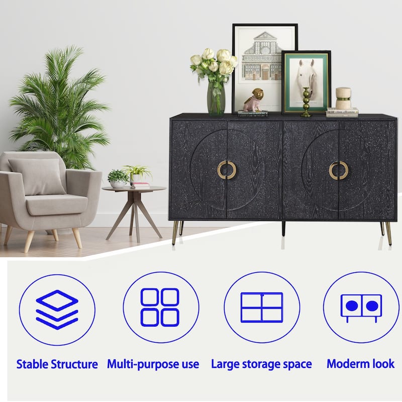 Modern Lacquered 4 Door Wooden Cabinet Sideboard Buffet