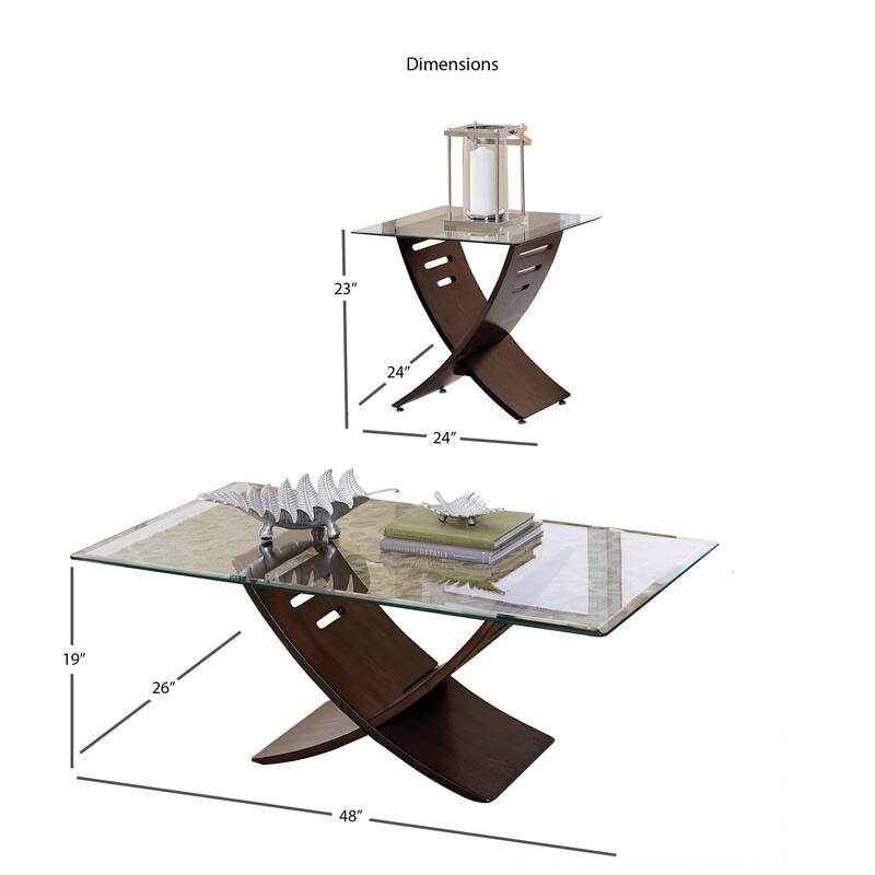 Steve Silver Noland Wood and Glass Table Set (Set of 3)