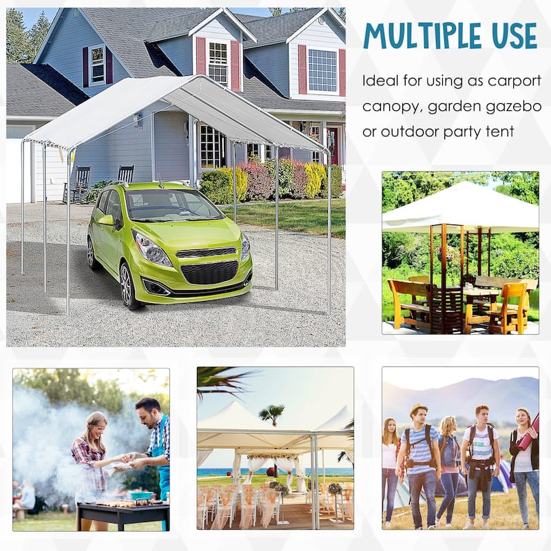 Outsunny 10' x 20' Heavy Duty Carport Awning Canopy with Included Anchor Kit & Weather-Resistant PE Roof