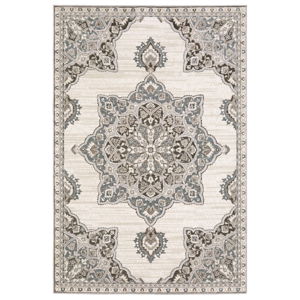 Style Haven Everly Vintage Center Star Medallion Ivory/ Blue Area Rug