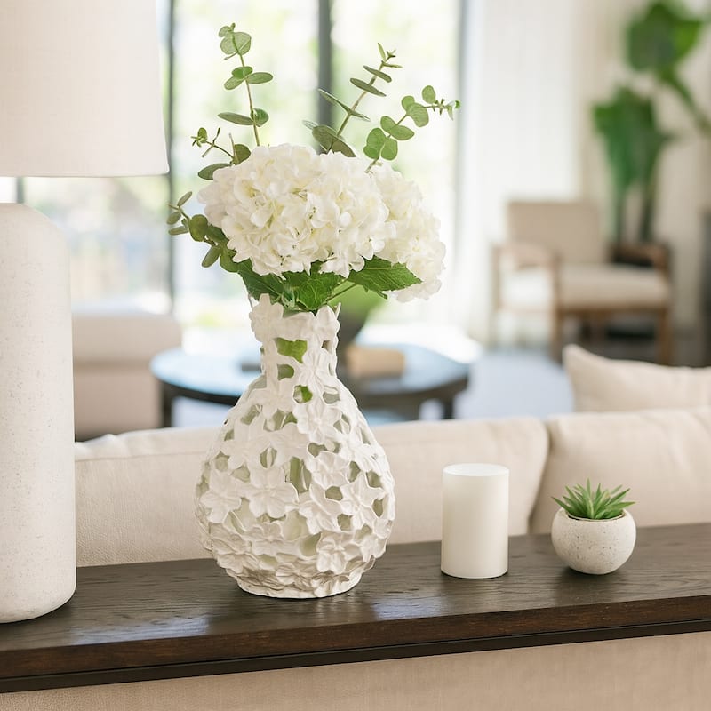 Aluminum Decorative Vase Floral Openwork Design Glam Style Modern