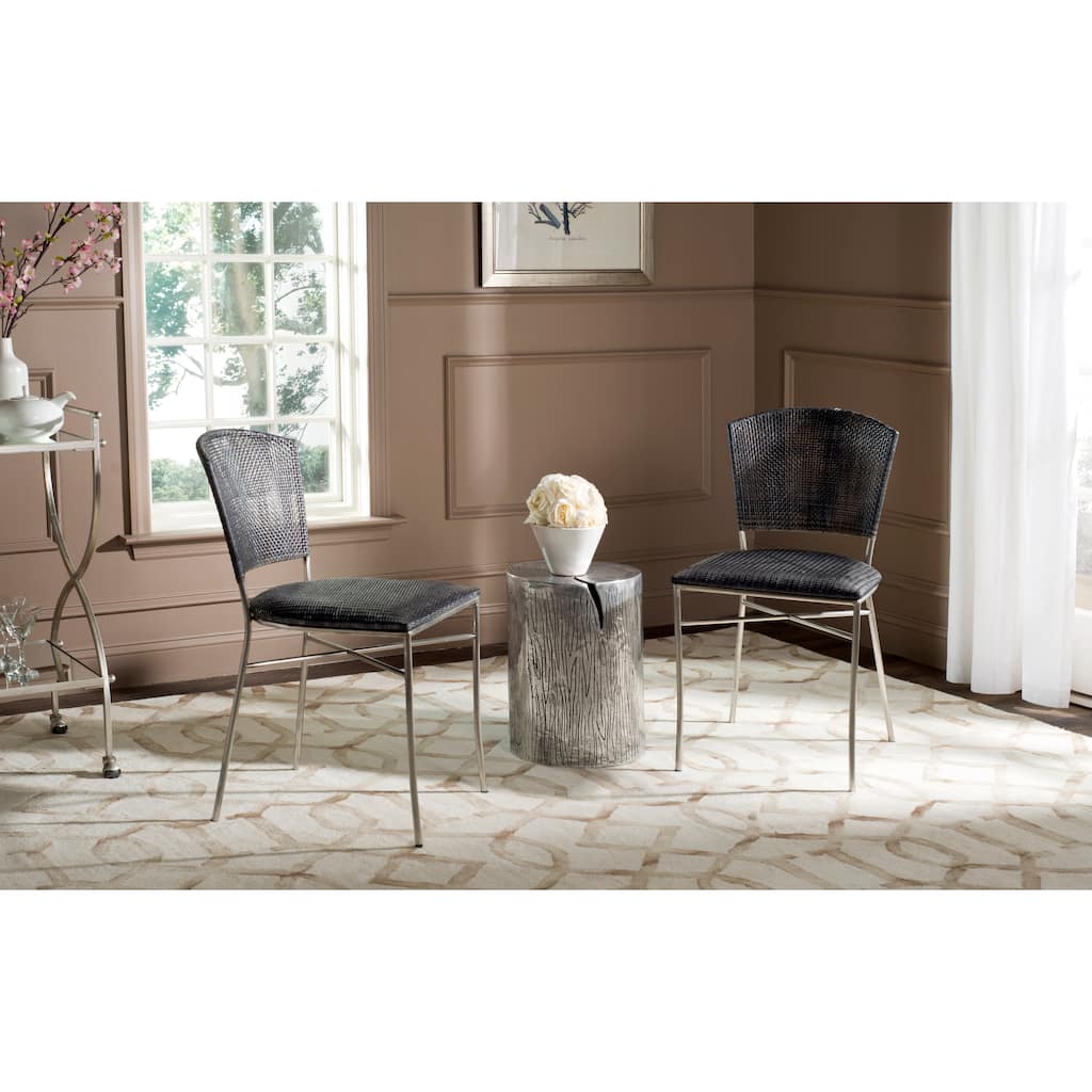 SAFAVIEH Iroda Black Dining Chair (Set of 2) - 17.5"x21.8"x33.3" - 18Wx22Dx33H