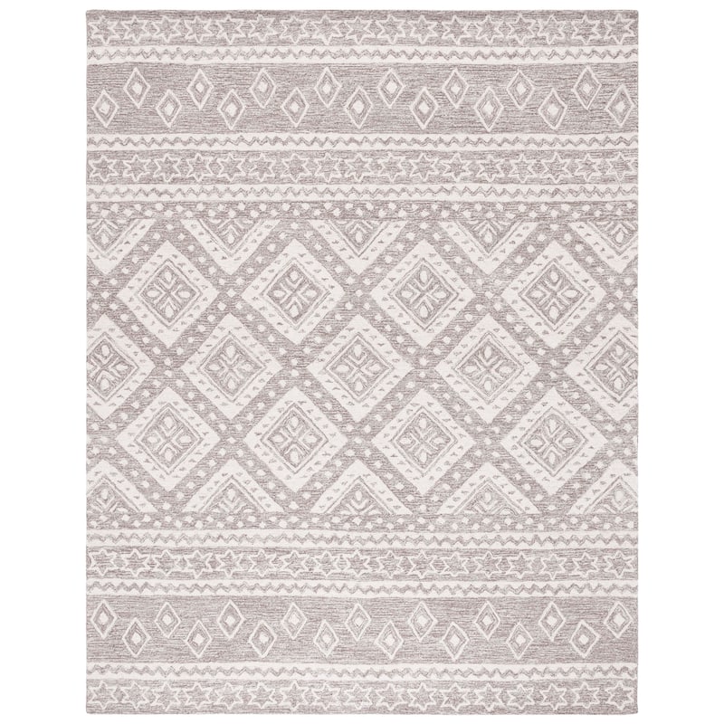 SAFAVIEH Handmade Micro-Loop Kobie Wool Rug - 8' x 10' - Dark Grey/Ivory