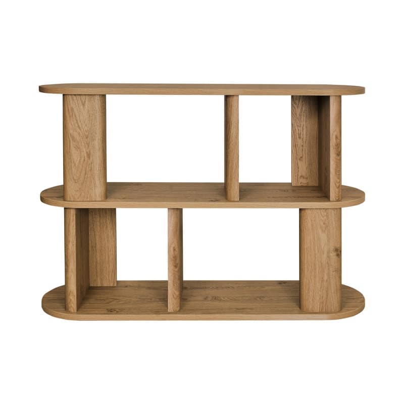Studio London Low and Tall Oak Wood Effect Bookcase with Compact 2-Shelf Design