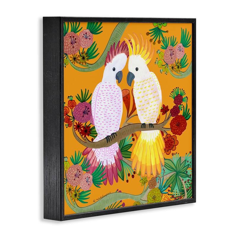 Stupell Bright Cockatoos & Foliage Framed Giclee Art Design By Kay Widdowson