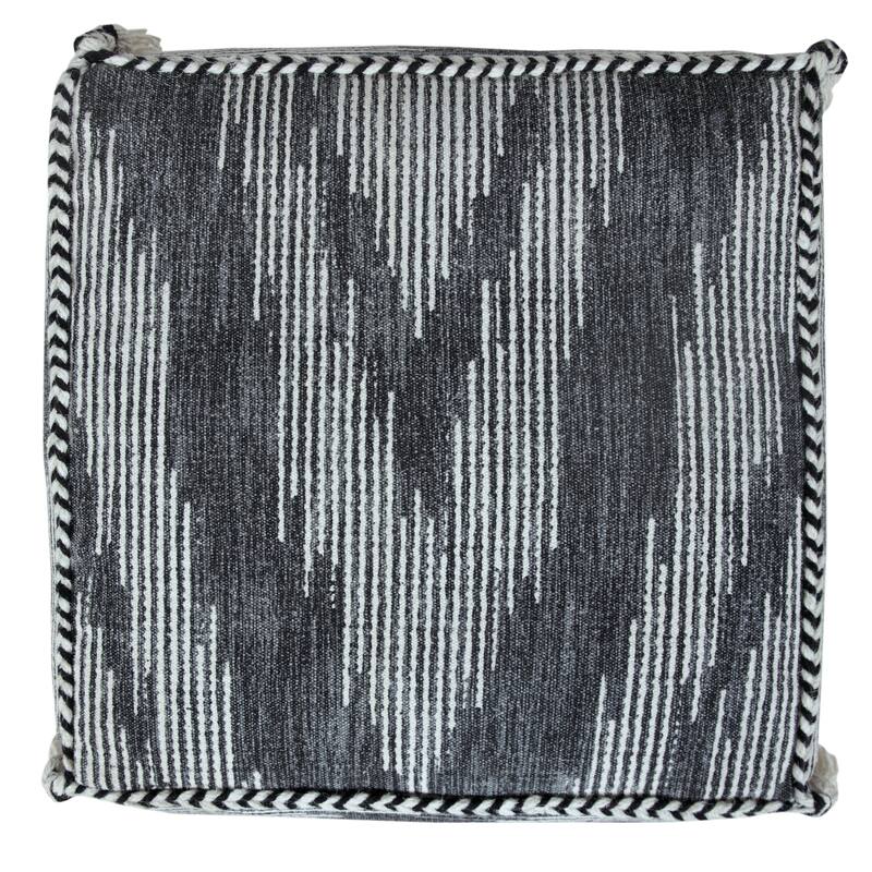 Sevita Gray Modern Electrostatic Geometric Pouf Ottoman