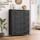 Modern 4/8/10-drawer Bedroom Fabric Dresser Storage Tower with Wood Top - Pure Black - 10-drawer
