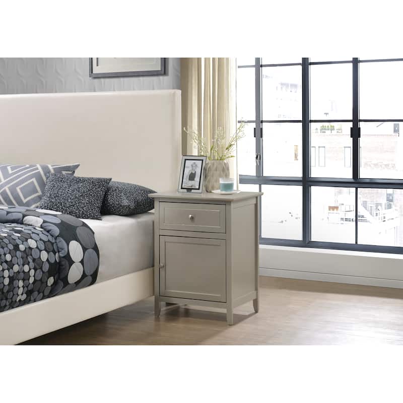 Modern 19-in Metal Hand Holder Single-Drawer Wood Nightstand with Cabinet