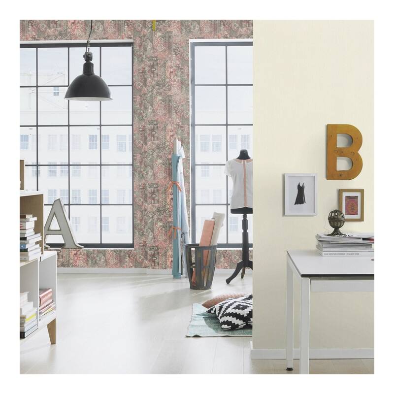 Rasch Hamadan Moss Textile Wallpaper - 20.5 x 396 x 0.025