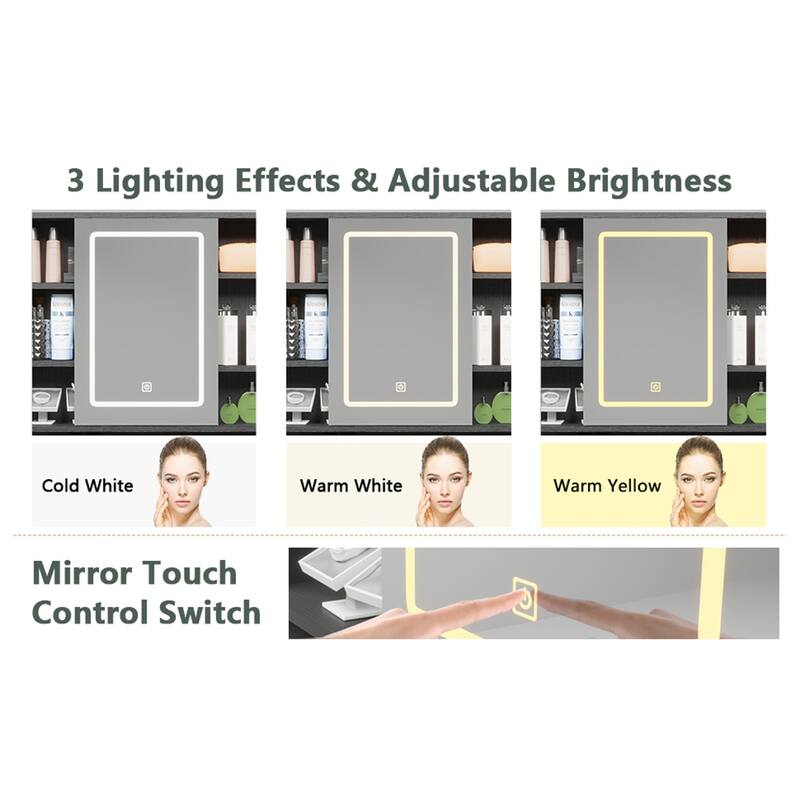 Makeup Vanity with Lights in 3 Colors & Openable Mirror, 4 Drawers