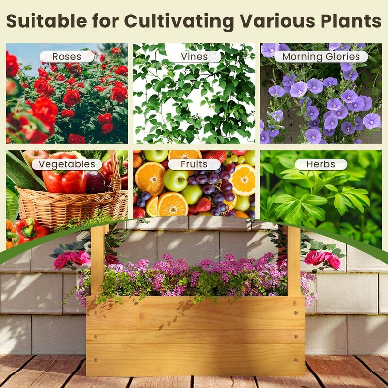 Costway 1/2 PCS 60” Raised Garden Bed with Trellis with Hanging Roof,