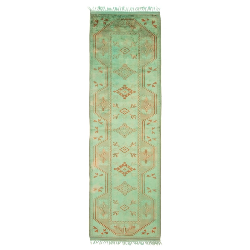 ECARPETGALLERY Hand-knotted Color Transition Green Wool Rug - 2'8 x 8'4 - Light Green - 2'8 x 8'4