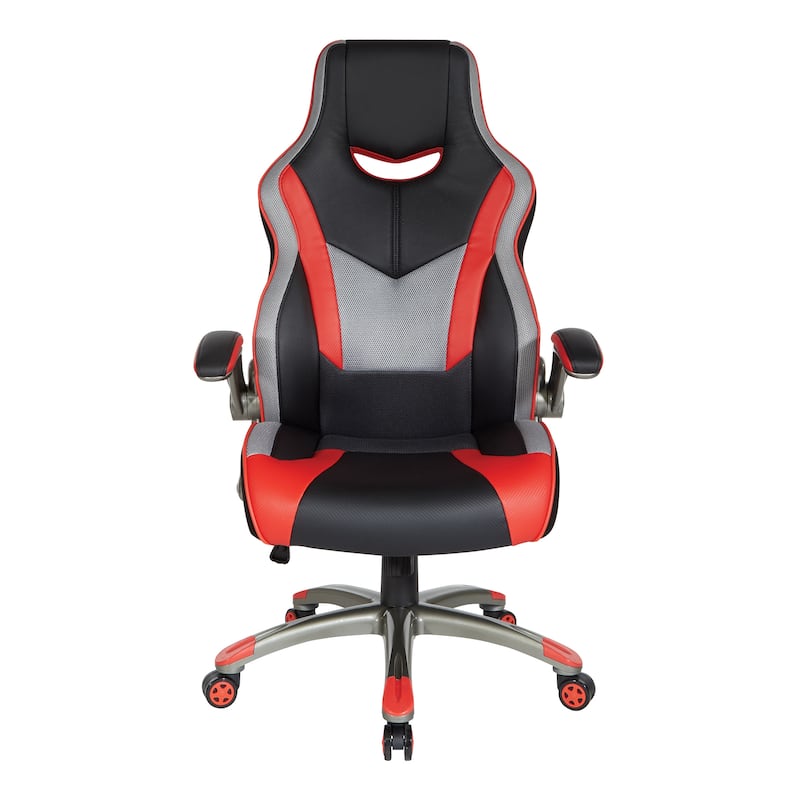 Uplink Gaming Chair in Faux Leather with Red Accents
