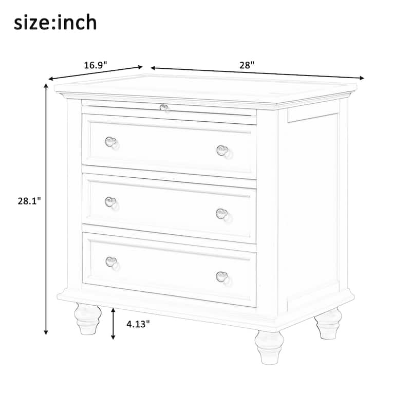 3-Drawer Storage Wood Cabinet,