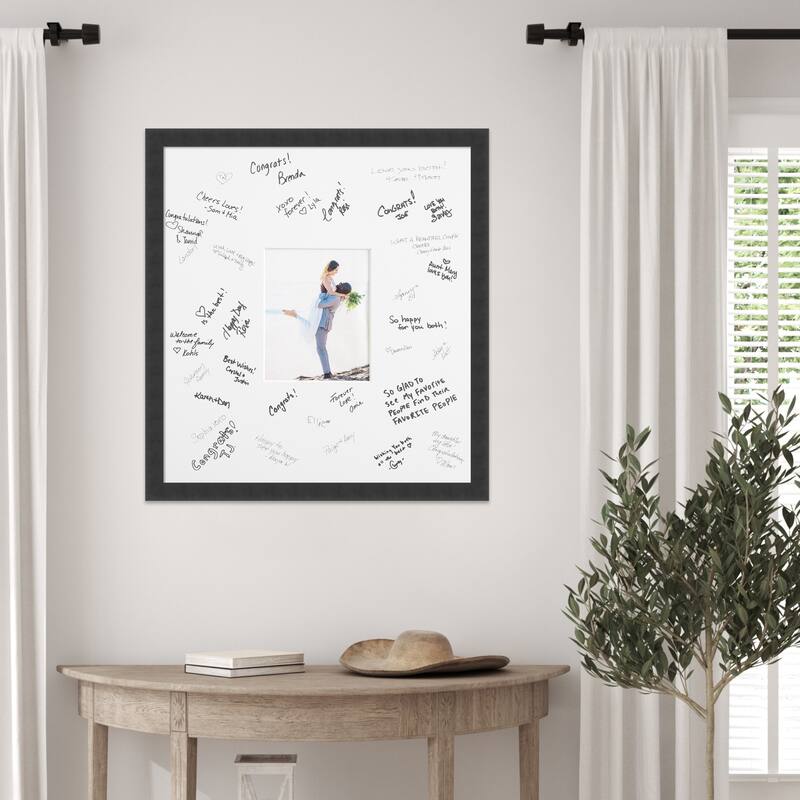 Mezzanotte Signature Mat Picture Frame - Autograph Photo Frame Guest Book Alternative for Weddings, Graduations, or Retirement