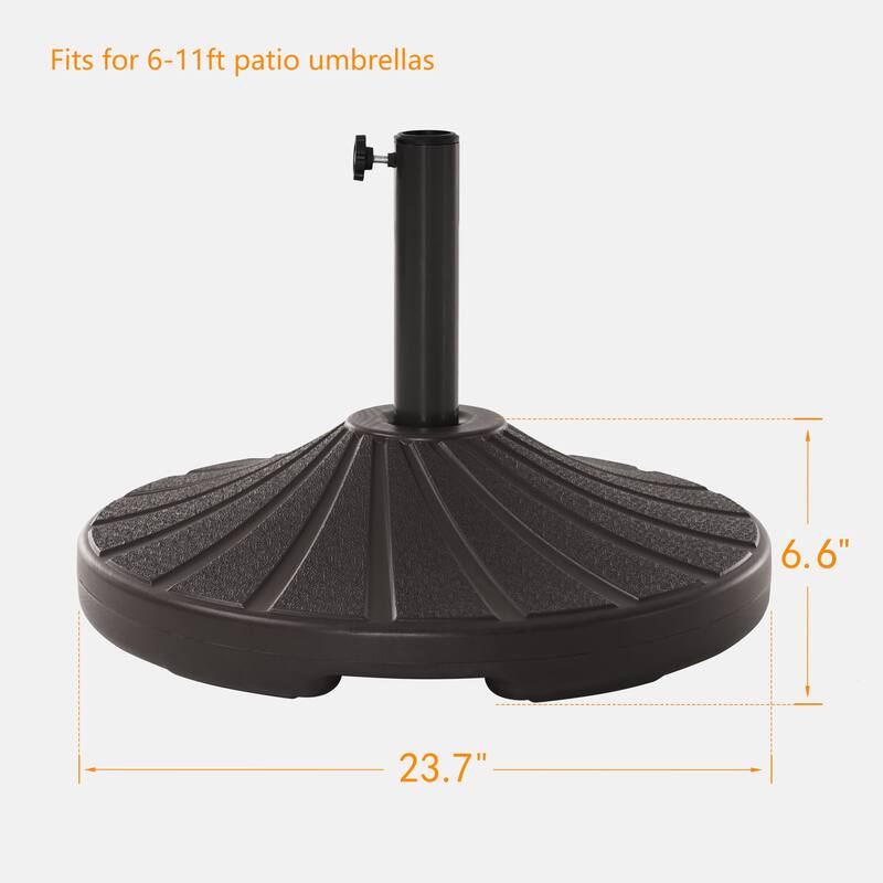 LIVOOSUN 57-90lbs Dark Brown HDPE Plastic Patio Market Umbrella Base