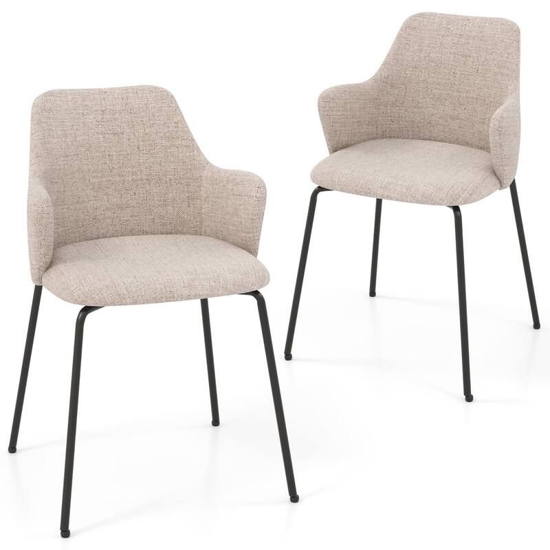 Gymax 4 PCS Dining Chairs Set of 2 w/ Curved Backrest Wide Seat &