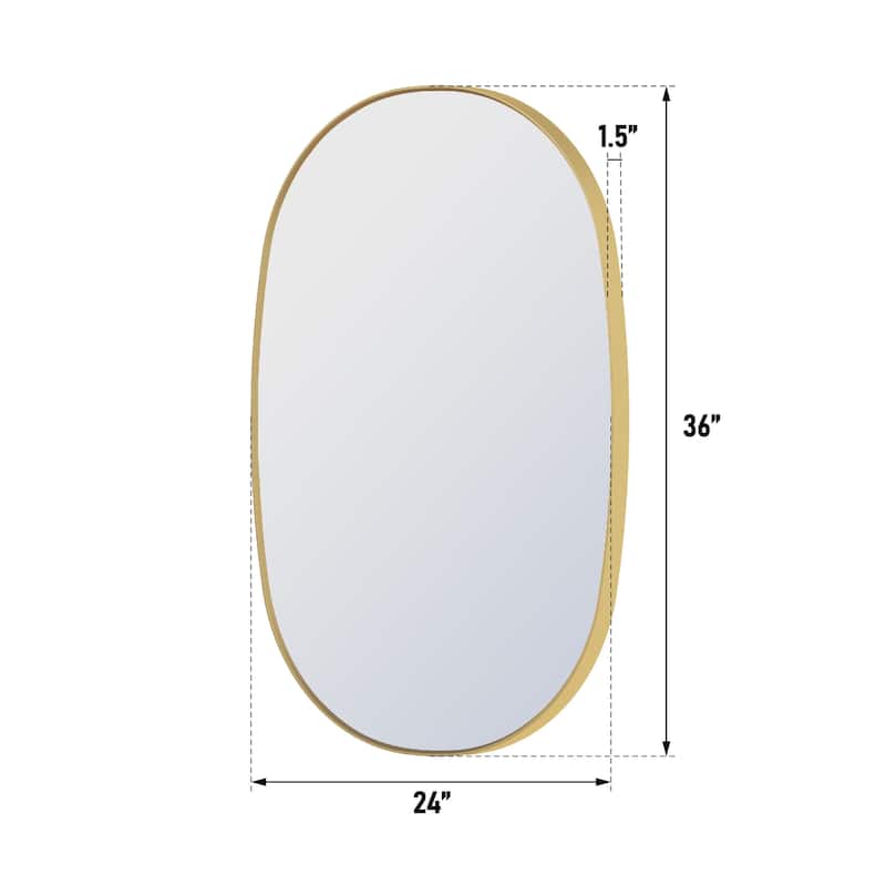 24 in. W x 36 in. H Bathroom Wall Mounted Oval Metal Framed Mirror - 24 in. W x 36 in. H