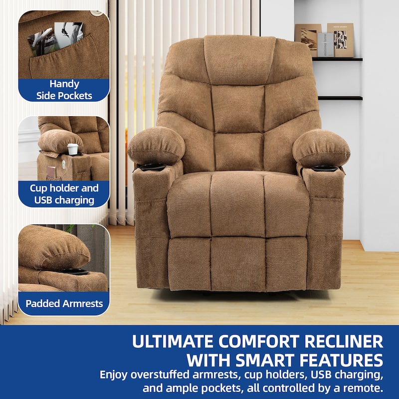 31.5 ''Wide Power Lift Assist Ergonomic Recliner with Massager & Heating