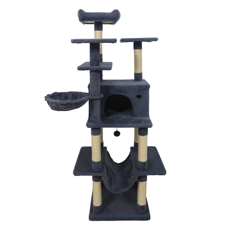 Gymax 63'' Large Cat Tree for Indoor Cats w/Plush Top Perch Condo