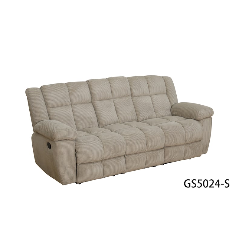 Beige Corduroy 3-Piece Living Room Recliner Sofa set