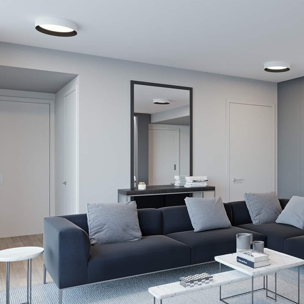 Reveal 12-inch White and Black LED Flush Mount, White Acrylic Shade