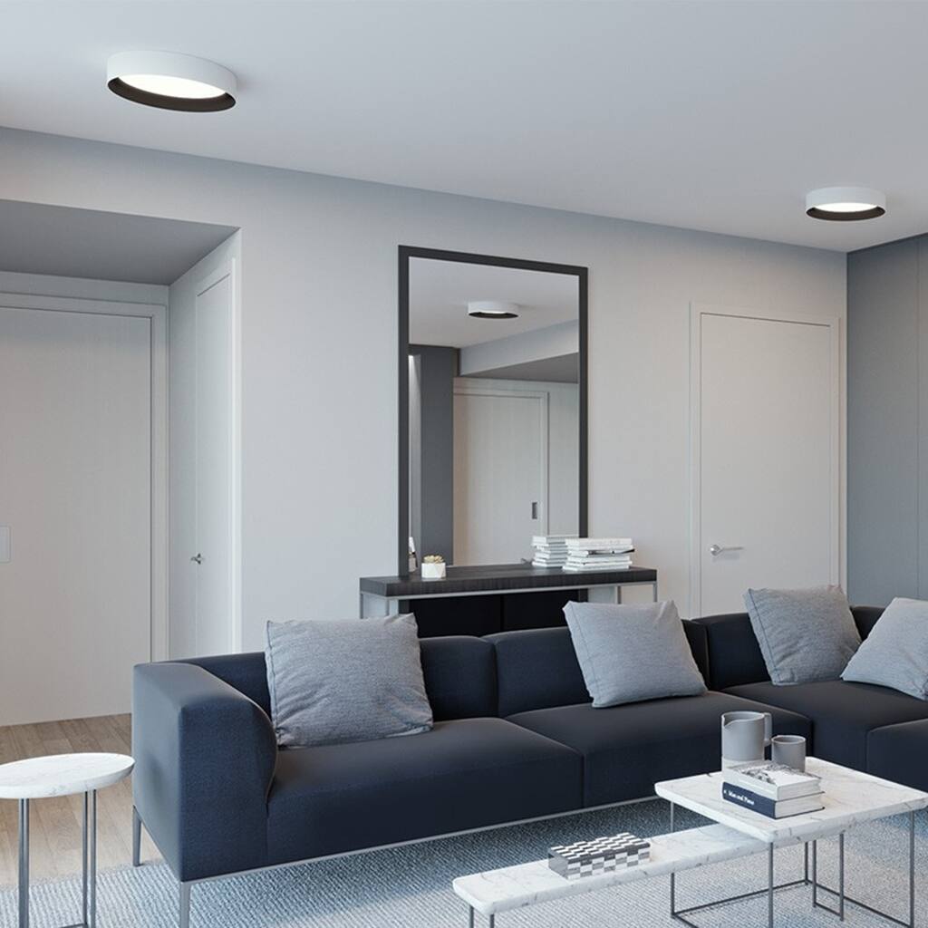Reveal 16-inch White and Black LED Flush Mount, White Acrylic Shade