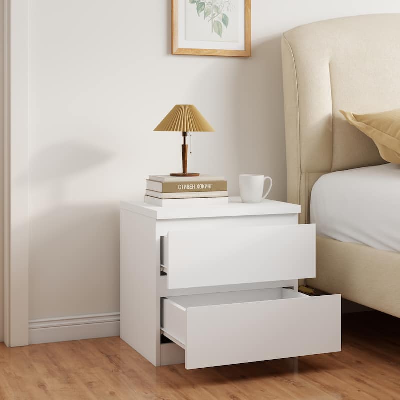 19.7"Nightstand with 2 Drawers, Beside Table with Drawers Handle Free Design,Thickened Top Plate, for Bedroom,Living Room