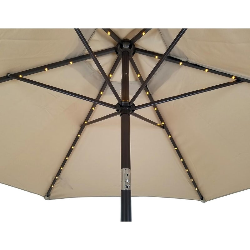 TropiShade 9-foot Beige Aluminum Bronze Lighted Market Umbrella