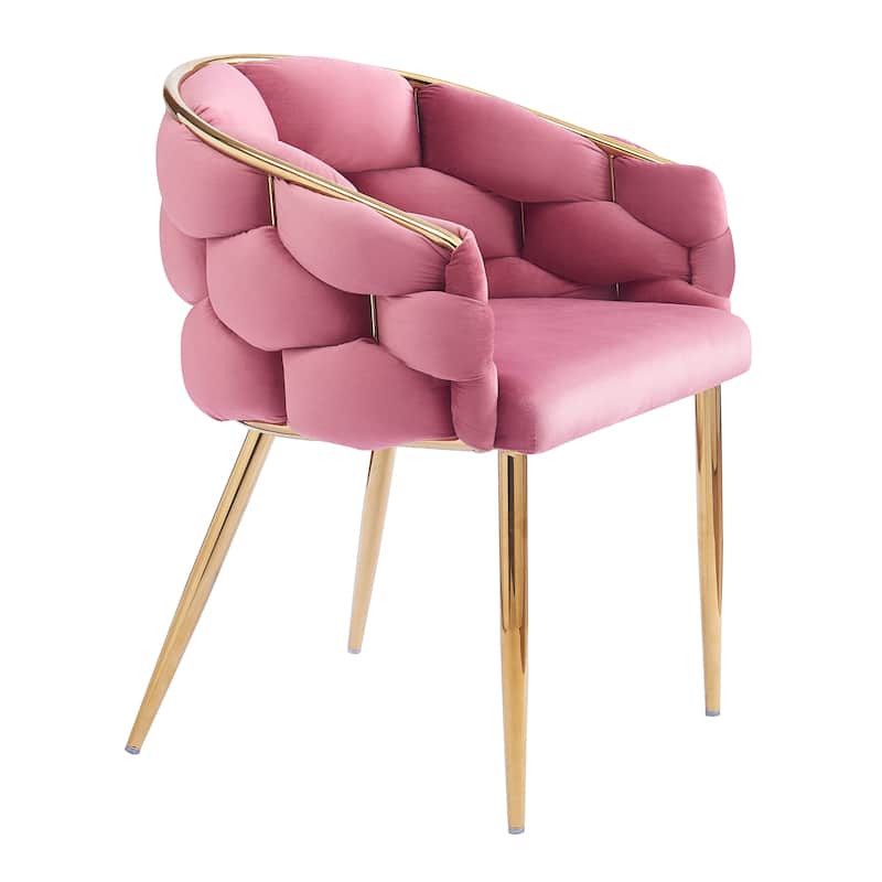 Velvet Handmade Accent Chair with Gold Legs