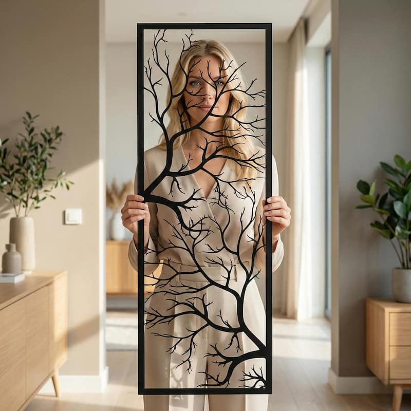 Tree Branch Metal Wall Decor for Home and Outside - 14x40 inches