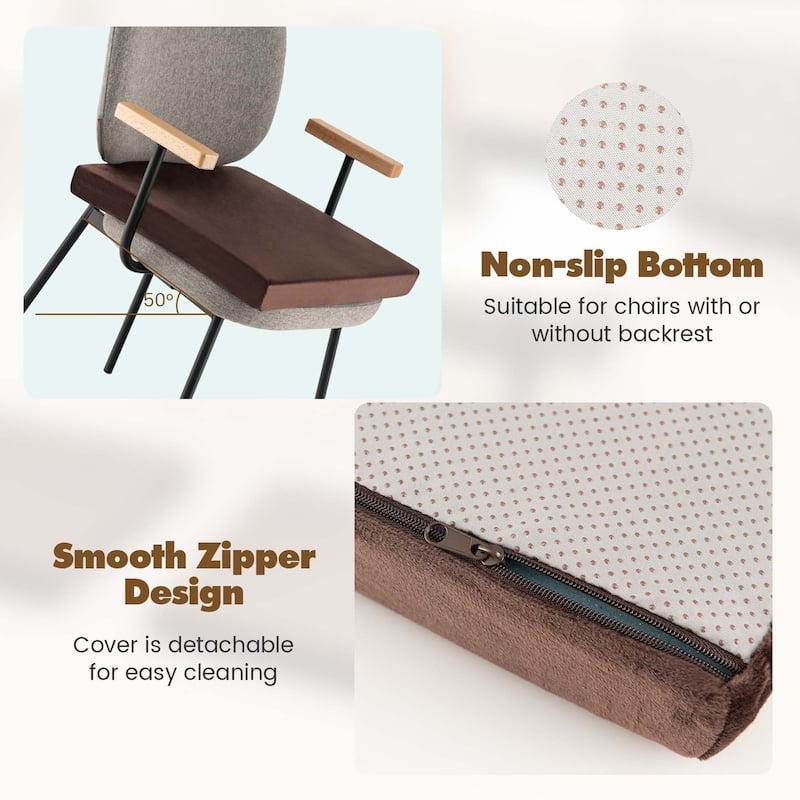 10 PCS Seat Cushions Gel Memory Foam Non-slip Bottom Brown/Grey