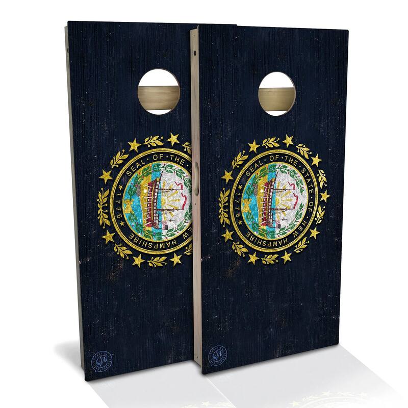 New Hampshire Flag Outdoor Cornhole Board Set - Backyard 2x4 - NO Accessories