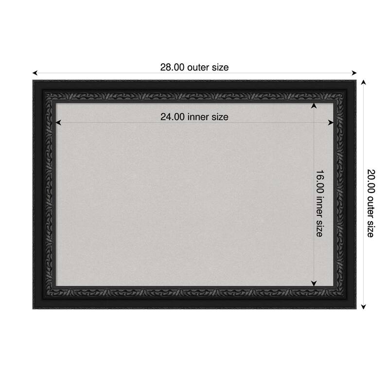 Downton Black Wood Framed Cork Board - Bulletin Board, Organization Board, Pin Board - Grey - 28 x 20 in