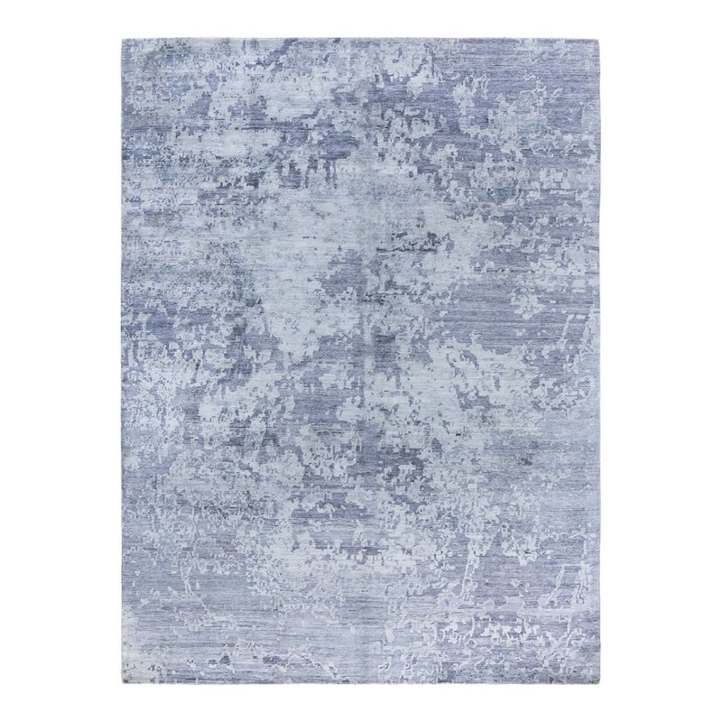 Modern One-of-a-Kind Hand-Knotted Area Rug, Blue - 9' 0" x 12' 2"