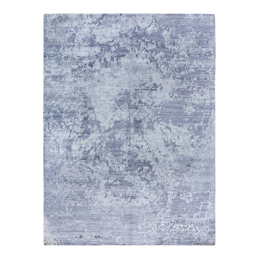 Modern One-of-a-Kind Hand-Knotted Area Rug, Blue - 9' 0" x 12' 2"